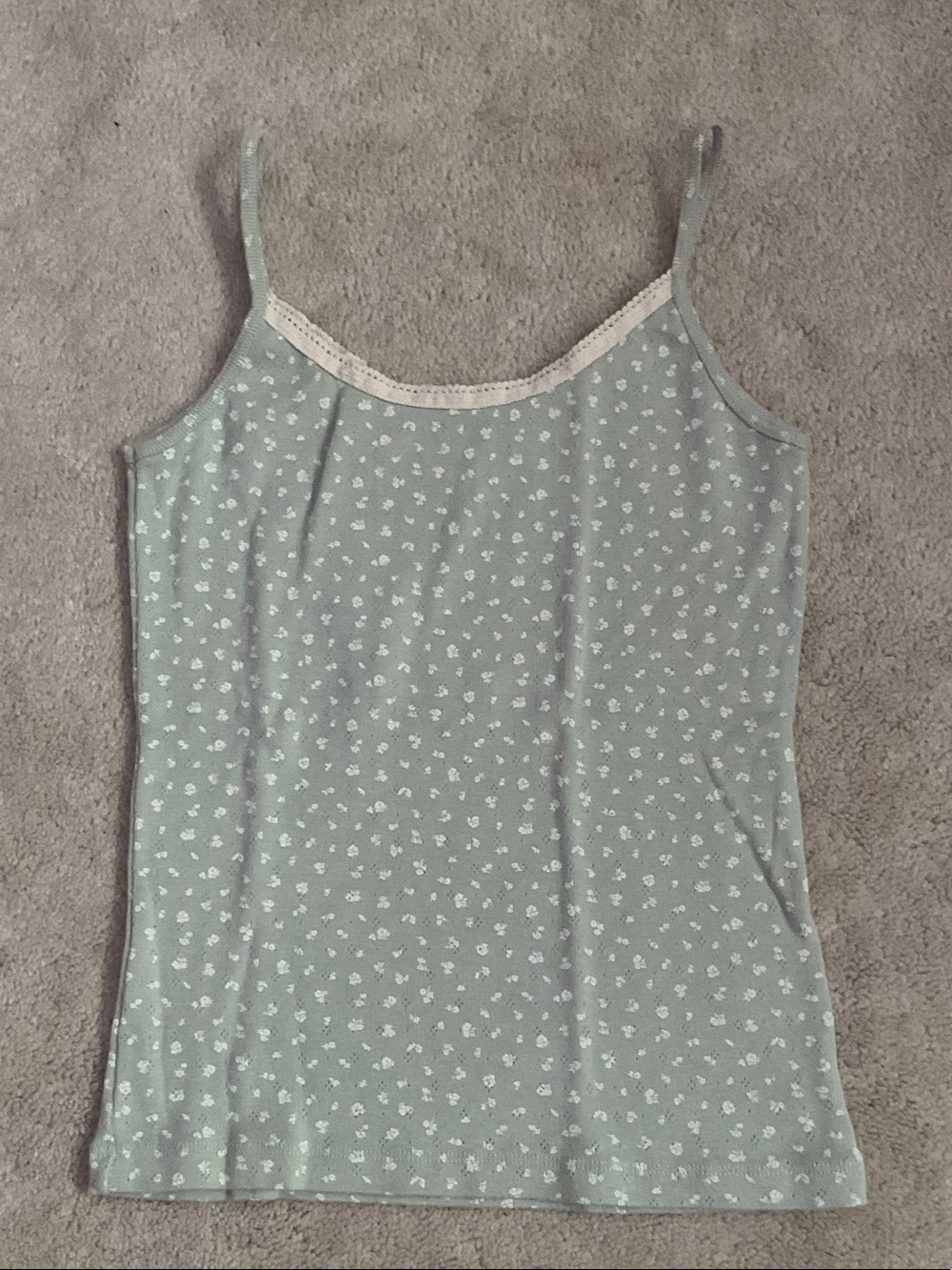 BRANDY MELVILLE Light Sage Floral Cami Tank Top